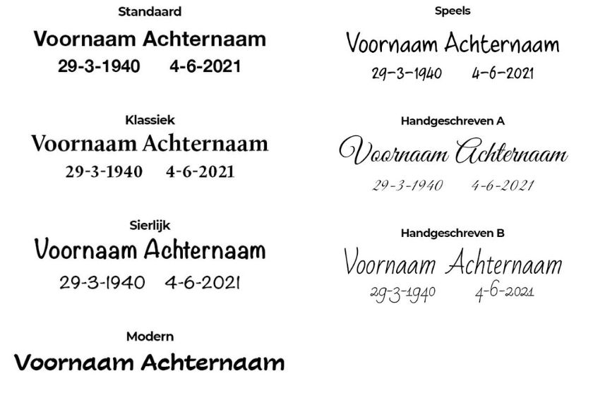 Lettertypes keramiek urnen